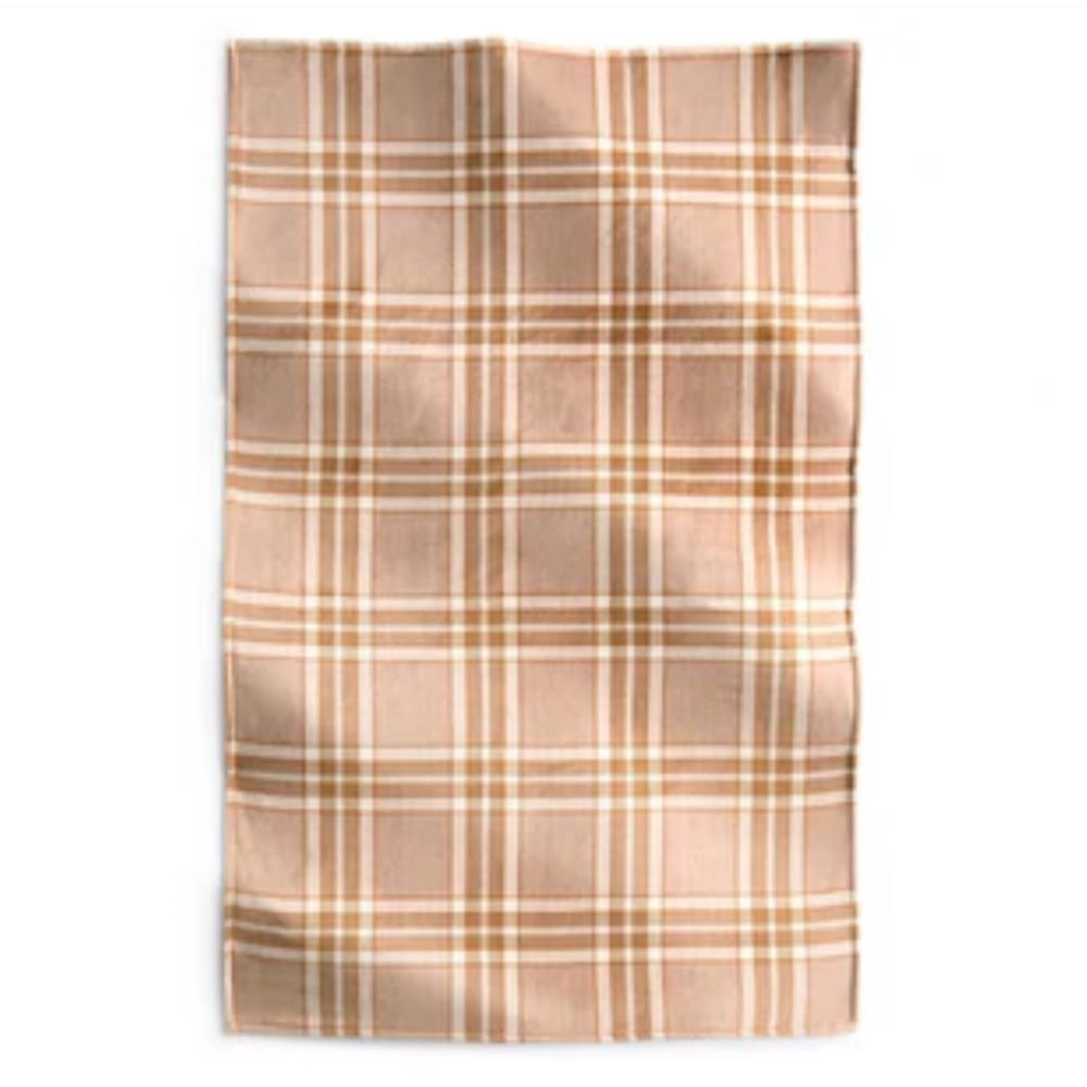 VERA BRADLEY Tan Ivory Brown Plaid Essential Throw Blanket in Fleece